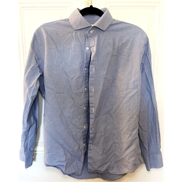 Nordstrom Rack Mens Medium Blue Long Sleeve Trim Fit Button Down Dress  Shirt.